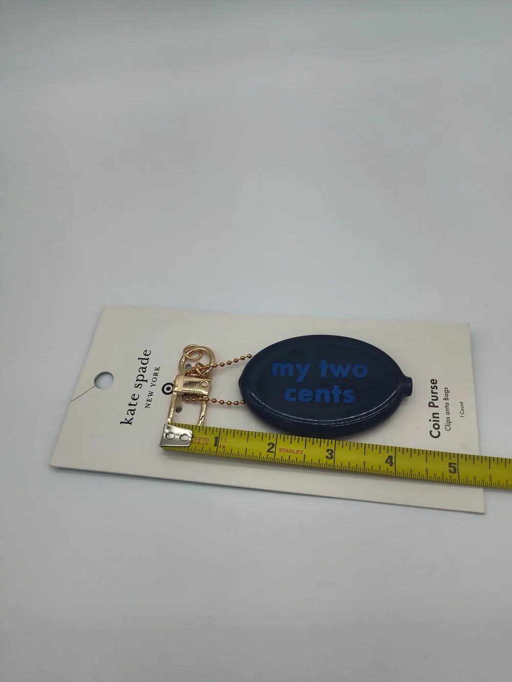 kate spade NEW YORK My Two Cents Coin Purse Bag Charm Blue Gold NWT